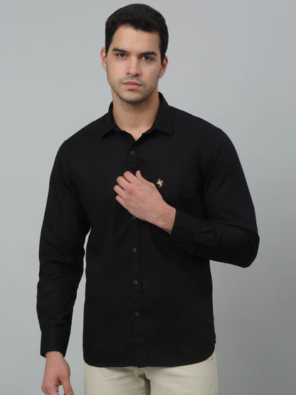 Men's Black Solid Slim Fit Full Sleeve Casual Shirt