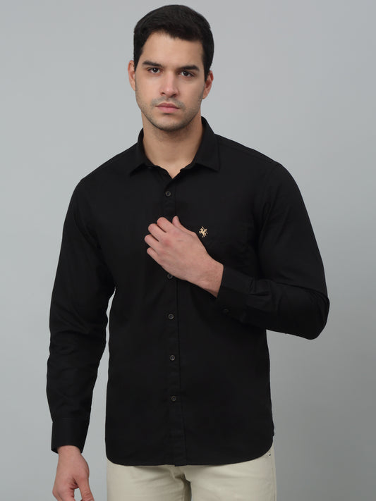 Men's Black Solid Slim Fit Full Sleeve Casual Shirt