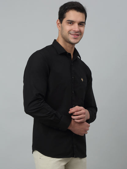 Men's Black Solid Slim Fit Full Sleeve Casual Shirt