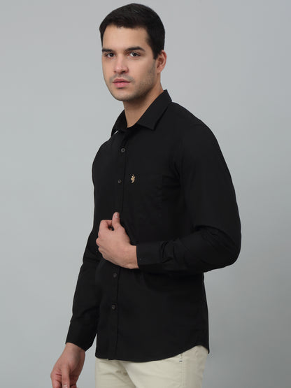 Men's Black Solid Slim Fit Full Sleeve Casual Shirt