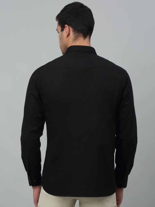 Men's Black Solid Slim Fit Full Sleeve Casual Shirt