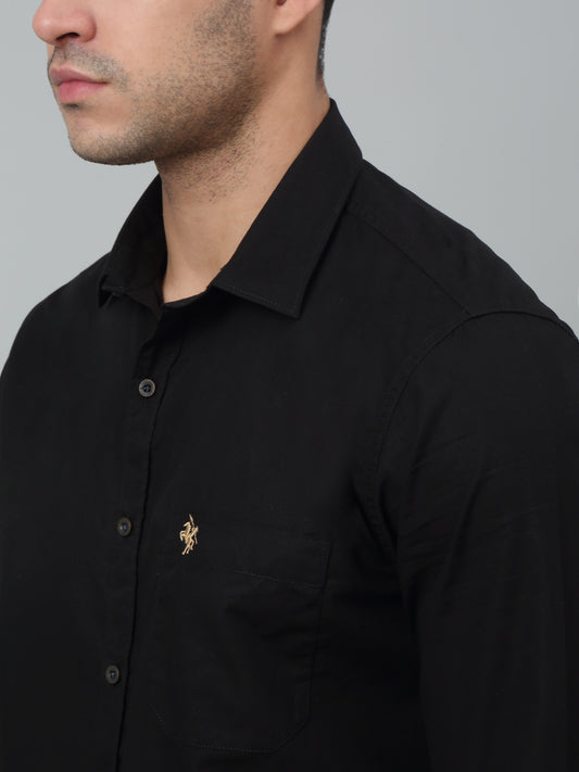 Men's Black Solid Slim Fit Full Sleeve Casual Shirt