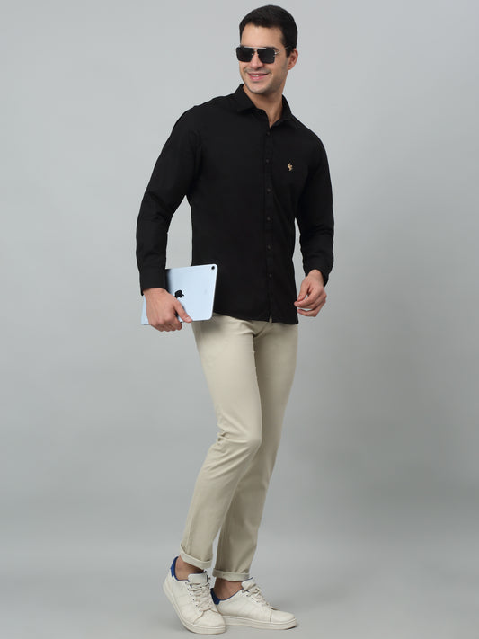 Men's Black Solid Slim Fit Full Sleeve Casual Shirt