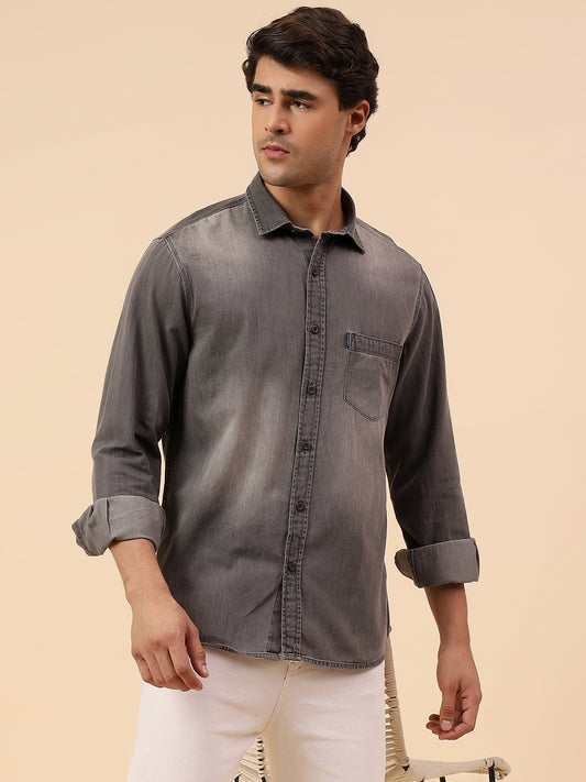 Casual Shirt for Men | Breathable & Soft with Color Fastness Regular Fit Spread Collar Neck Cotton Fabric Solid Pattern