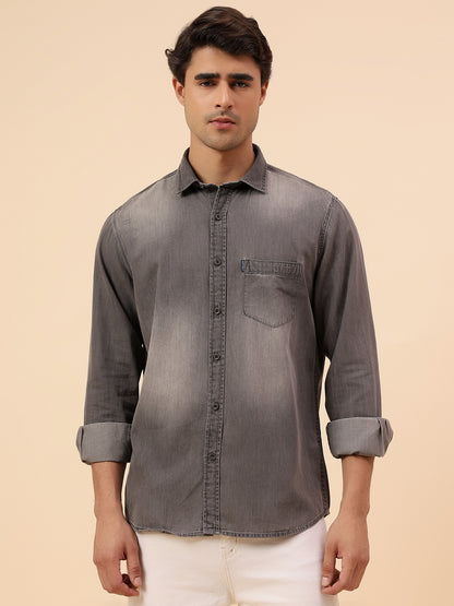 Casual Shirt for Men | Breathable & Soft with Color Fastness Regular Fit Spread Collar Neck Cotton Fabric Solid Pattern