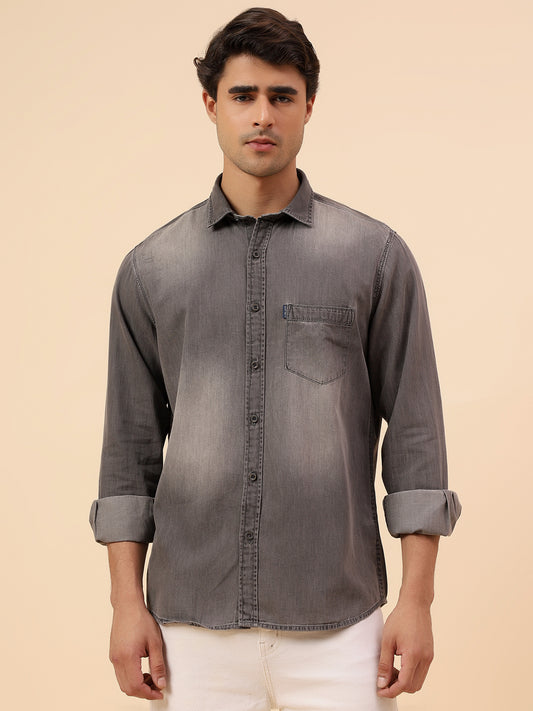 Casual Shirt for Men | Breathable & Soft with Color Fastness Regular Fit Spread Collar Neck Cotton Fabric Solid Pattern