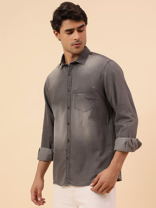 Casual Shirt for Men | Breathable & Soft with Color Fastness Regular Fit Spread Collar Neck Cotton Fabric Solid Pattern