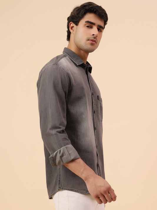 Casual Shirt for Men | Breathable & Soft with Color Fastness Regular Fit Spread Collar Neck Cotton Fabric Solid Pattern