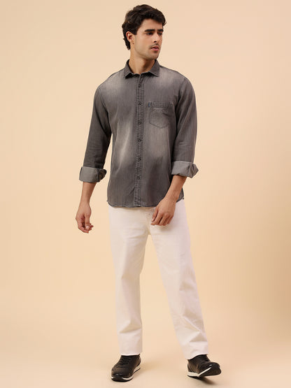 Casual Shirt for Men | Breathable & Soft with Color Fastness Regular Fit Spread Collar Neck Cotton Fabric Solid Pattern
