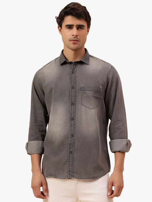 Casual Shirt for Men | Breathable & Soft with Color Fastness Regular Fit Spread Collar Neck Cotton Fabric Solid Pattern