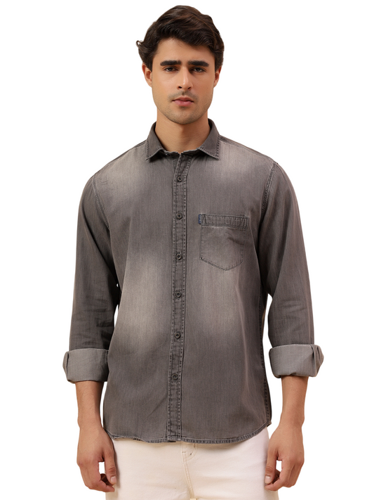 Casual Shirt for Men | Breathable & Soft with Color Fastness Regular Fit Spread Collar Neck Cotton Fabric Solid Pattern