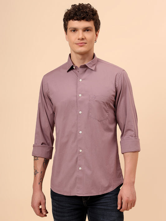Casual Shirt for Men | Breathable & Soft with Color Fastness Regular Fit Spread Collar Neck Cotton Blend Fabric Solid Pattern