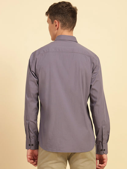 Casual Shirt for Men | Breathable & Soft with Color Fastness Slim Fit Cotton Blend Fabric Solid Pattern