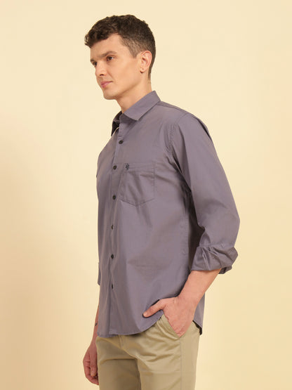 Casual Shirt for Men | Breathable & Soft with Color Fastness Slim Fit Cotton Blend Fabric Solid Pattern