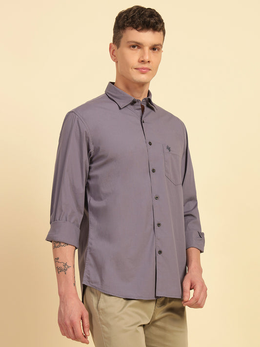 Casual Shirt for Men | Breathable & Soft with Color Fastness Slim Fit Cotton Blend Fabric Solid Pattern