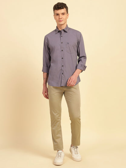 Casual Shirt for Men | Breathable & Soft with Color Fastness Slim Fit Cotton Blend Fabric Solid Pattern