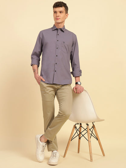 Casual Shirt for Men | Breathable & Soft with Color Fastness Slim Fit Cotton Blend Fabric Solid Pattern