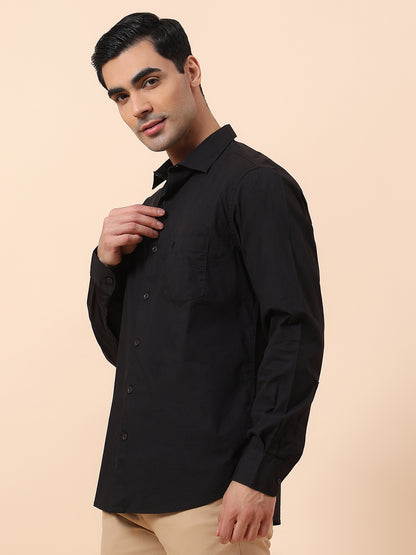 Casual Shirt for Men | Breathable & Soft with Color Fastness Slim Fit Spread Collar Cotton Blend Fabric Solid Pattern