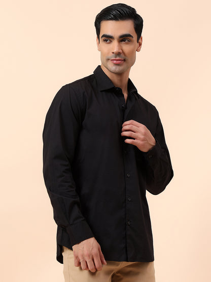 Casual Shirt for Men | Breathable & Soft with Color Fastness Slim Fit Spread Collar Cotton Blend Fabric Solid Pattern