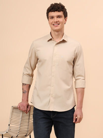 Casual Shirt for Men | Breathable & Soft with Color Fastness Regular Fit Spread Collar Neck Cotton Blend Fabric Solid Pattern