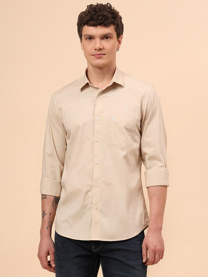 Casual Shirt for Men | Breathable & Soft with Color Fastness Regular Fit Spread Collar Neck Cotton Blend Fabric Solid Pattern