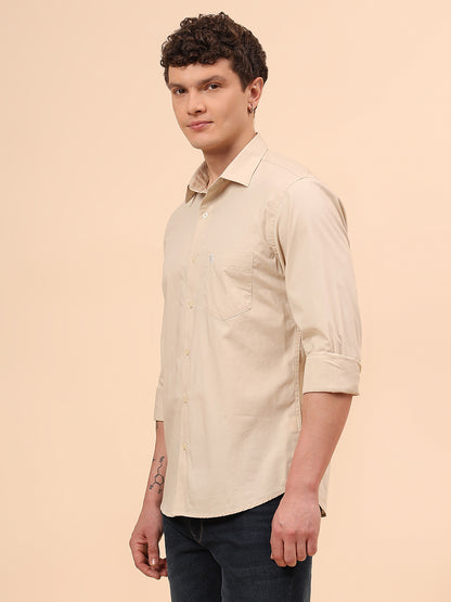 Casual Shirt for Men | Breathable & Soft with Color Fastness Regular Fit Spread Collar Neck Cotton Blend Fabric Solid Pattern