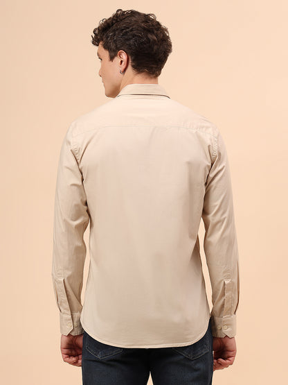 Casual Shirt for Men | Breathable & Soft with Color Fastness Regular Fit Spread Collar Neck Cotton Blend Fabric Solid Pattern