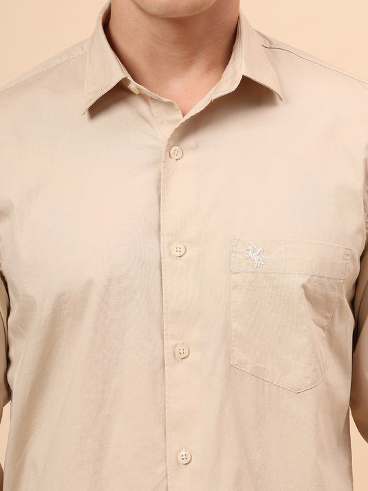 Casual Shirt for Men | Breathable & Soft with Color Fastness Regular Fit Spread Collar Neck Cotton Blend Fabric Solid Pattern