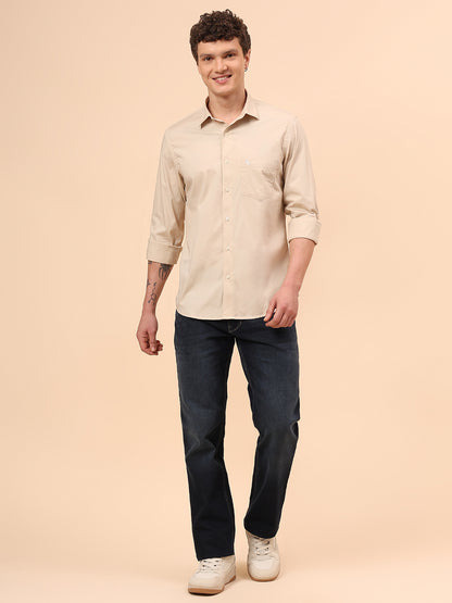 Casual Shirt for Men | Breathable & Soft with Color Fastness Regular Fit Spread Collar Neck Cotton Blend Fabric Solid Pattern