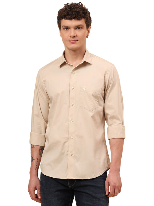 Casual Shirt for Men | Breathable & Soft with Color Fastness Regular Fit Spread Collar Neck Cotton Blend Fabric Solid Pattern