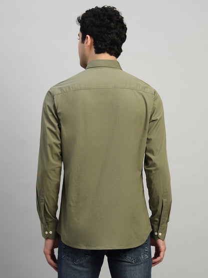 Casual Shirt for Men | Breathable & Soft with Color Fastness Regular Fit Spread Collar Neck Cotton Blend Fabric Solid Pattern