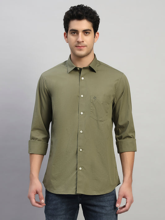 Casual Shirt for Men | Breathable & Soft with Color Fastness Regular Fit Spread Collar Neck Cotton Blend Fabric Solid Pattern