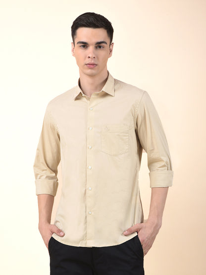 Casual Shirt for Men | Breathable & Soft with Color Fastness Slim Cotton Blend Fabric Solid Pattern
