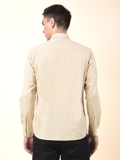 Casual Shirt for Men | Breathable & Soft with Color Fastness Slim Cotton Blend Fabric Solid Pattern