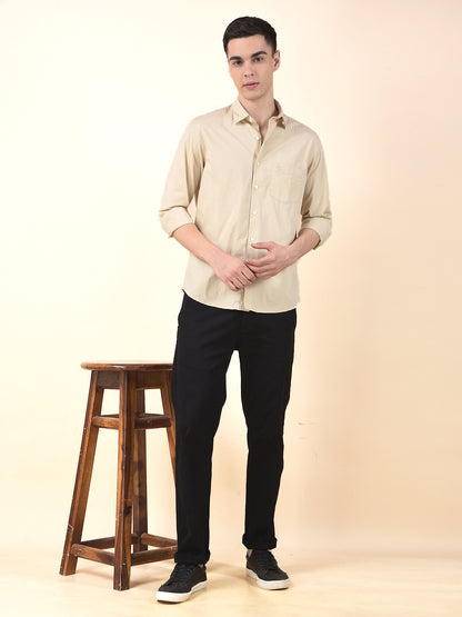 Casual Shirt for Men | Breathable & Soft with Color Fastness Slim Cotton Blend Fabric Solid Pattern