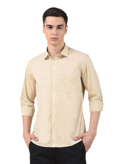 Casual Shirt for Men | Breathable & Soft with Color Fastness Slim Cotton Blend Fabric Solid Pattern