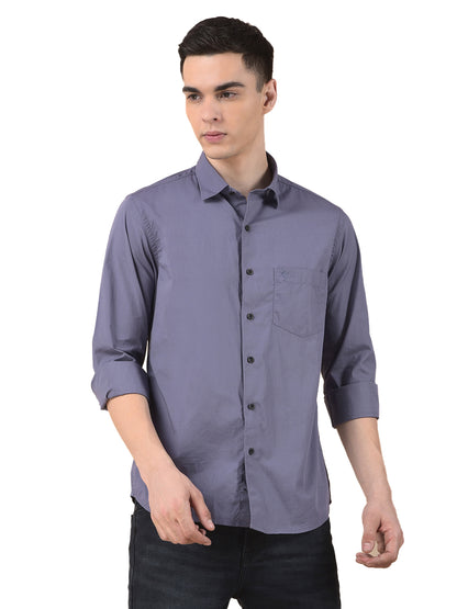 Casual Shirt for Men | Breathable & Soft with Color Fastness Slim Cotton Blend Fabric Solid Pattern