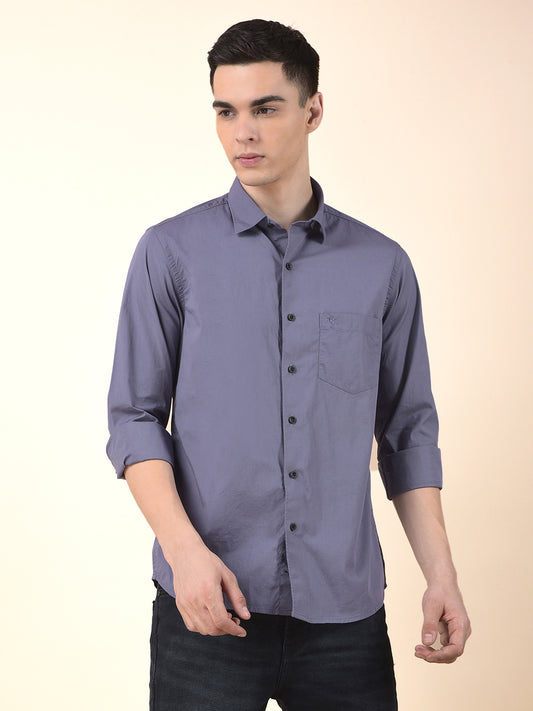 Casual Shirt for Men | Breathable & Soft with Color Fastness Slim Cotton Blend Fabric Solid Pattern