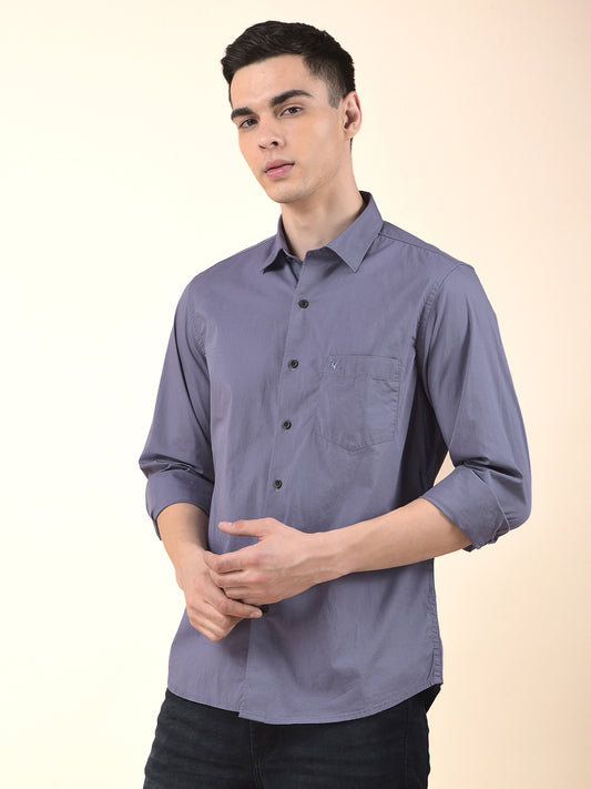 Casual Shirt for Men | Breathable & Soft with Color Fastness Slim Cotton Blend Fabric Solid Pattern
