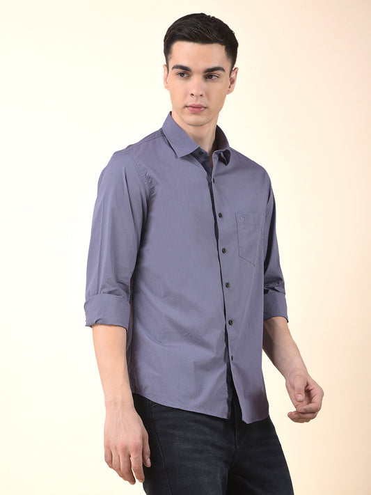 Casual Shirt for Men | Breathable & Soft with Color Fastness Slim Cotton Blend Fabric Solid Pattern