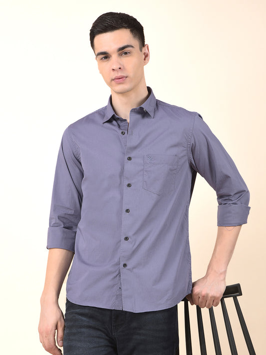 Casual Shirt for Men | Breathable & Soft with Color Fastness Slim Cotton Blend Fabric Solid Pattern