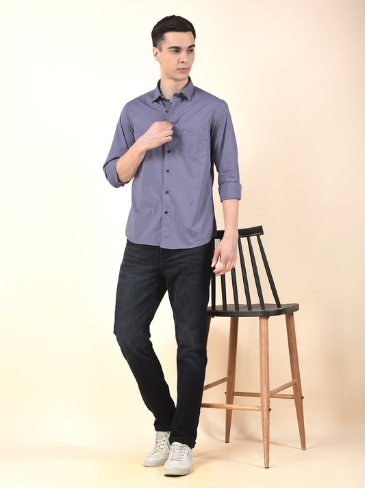 Casual Shirt for Men | Breathable & Soft with Color Fastness Slim Cotton Blend Fabric Solid Pattern