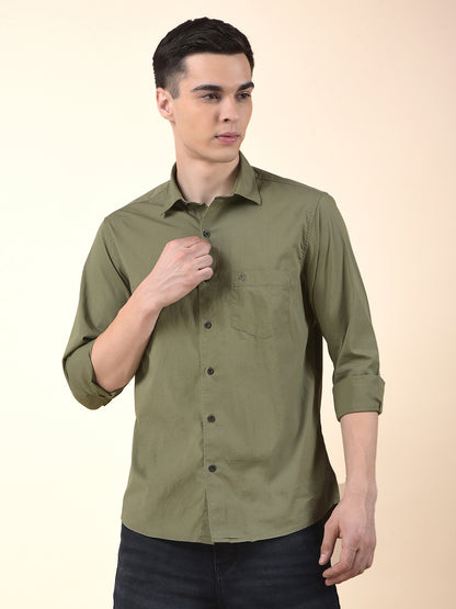 Casual Shirt for Men | Breathable & Soft with Color Fastness Slim Cotton Blend Fabric Solid Pattern
