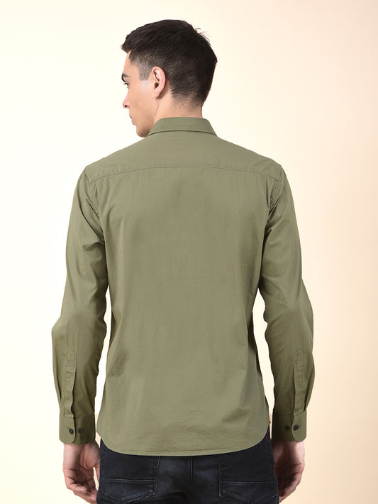 Casual Shirt for Men | Breathable & Soft with Color Fastness Slim Cotton Blend Fabric Solid Pattern