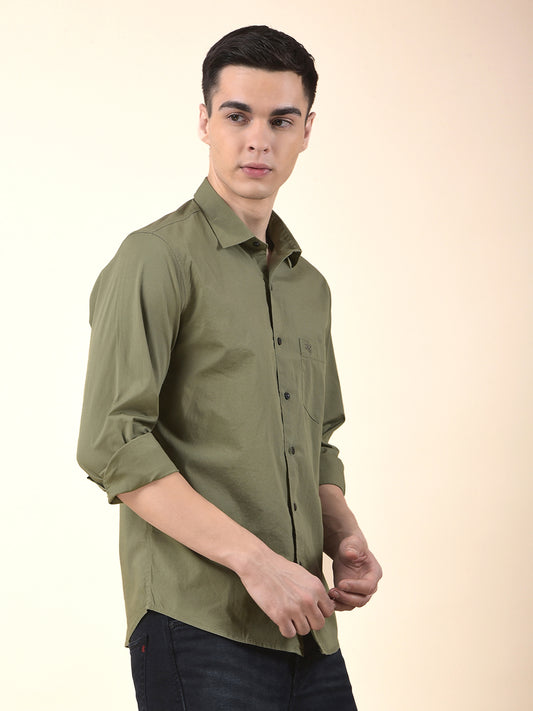 Casual Shirt for Men | Breathable & Soft with Color Fastness Slim Cotton Blend Fabric Solid Pattern
