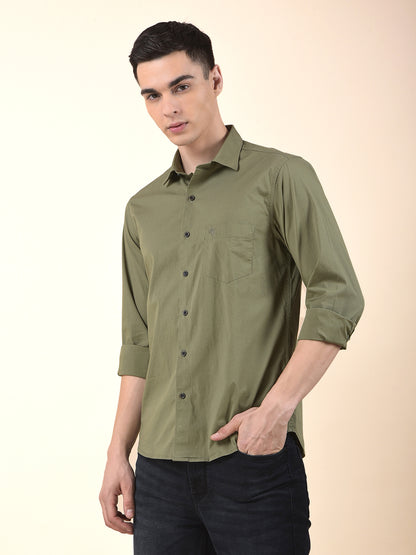 Casual Shirt for Men | Breathable & Soft with Color Fastness Slim Cotton Blend Fabric Solid Pattern