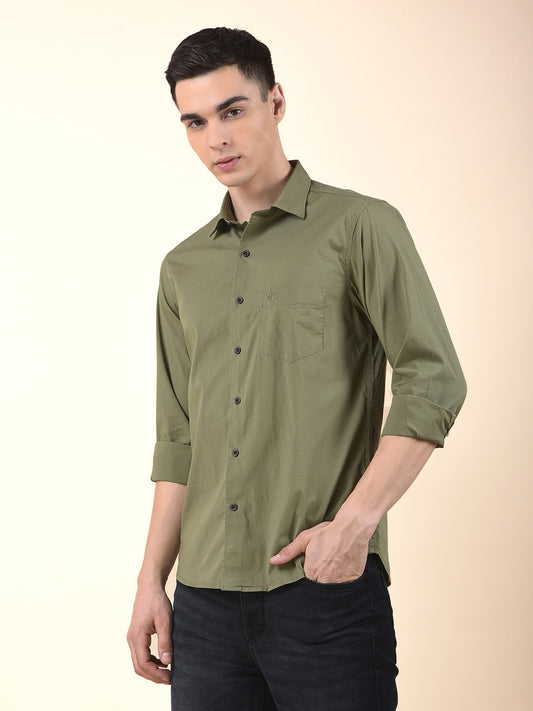Casual Shirt for Men | Breathable & Soft with Color Fastness Slim Cotton Blend Fabric Solid Pattern