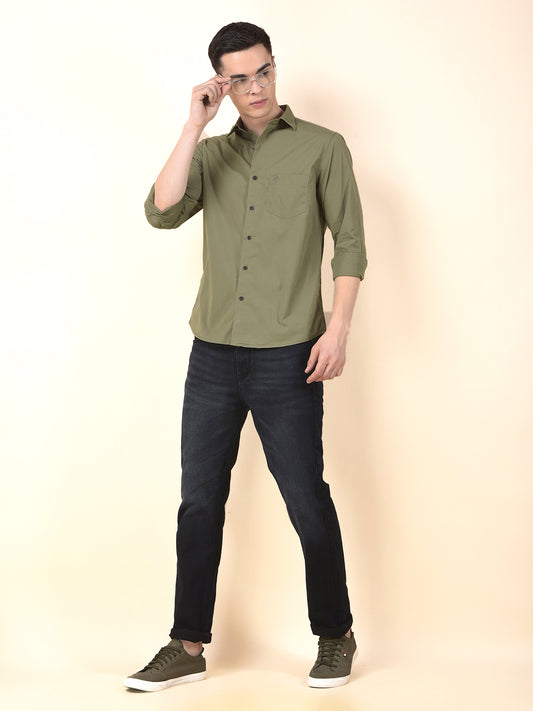 Casual Shirt for Men | Breathable & Soft with Color Fastness Slim Cotton Blend Fabric Solid Pattern
