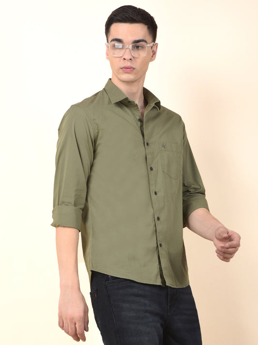 Casual Shirt for Men | Breathable & Soft with Color Fastness Slim Cotton Blend Fabric Solid Pattern