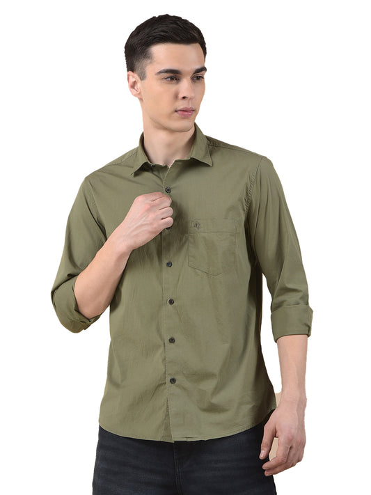 Casual Shirt for Men | Breathable & Soft with Color Fastness Slim Cotton Blend Fabric Solid Pattern